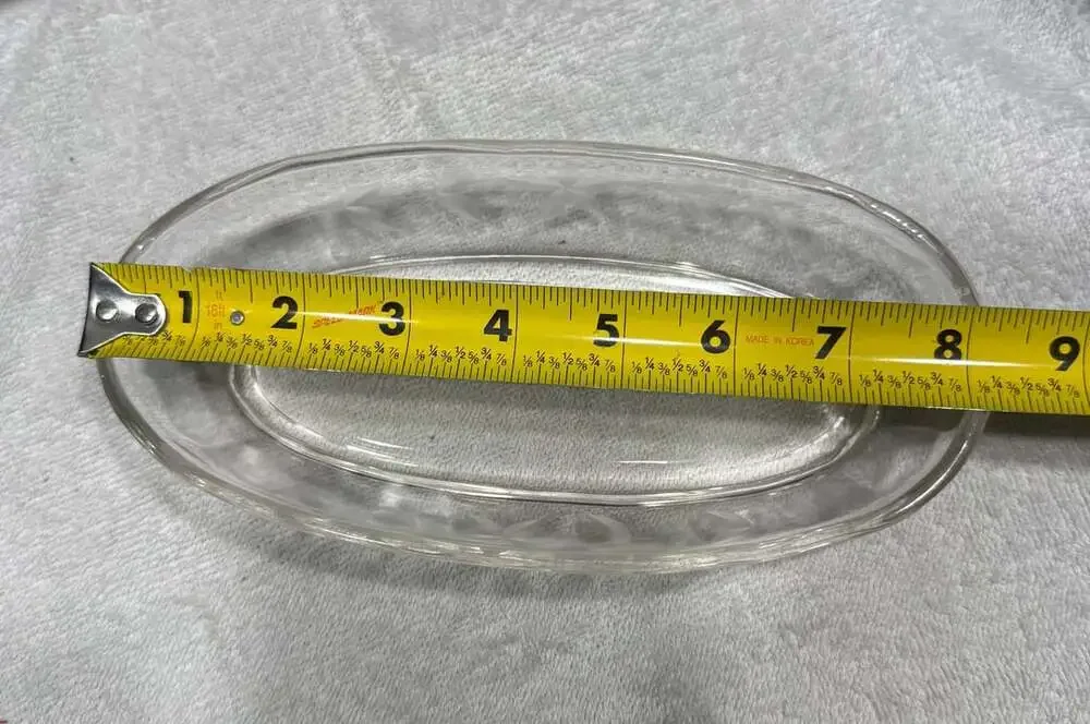 Vintage Clear Glass Etched Floral Relish Dish 8.5 Inch